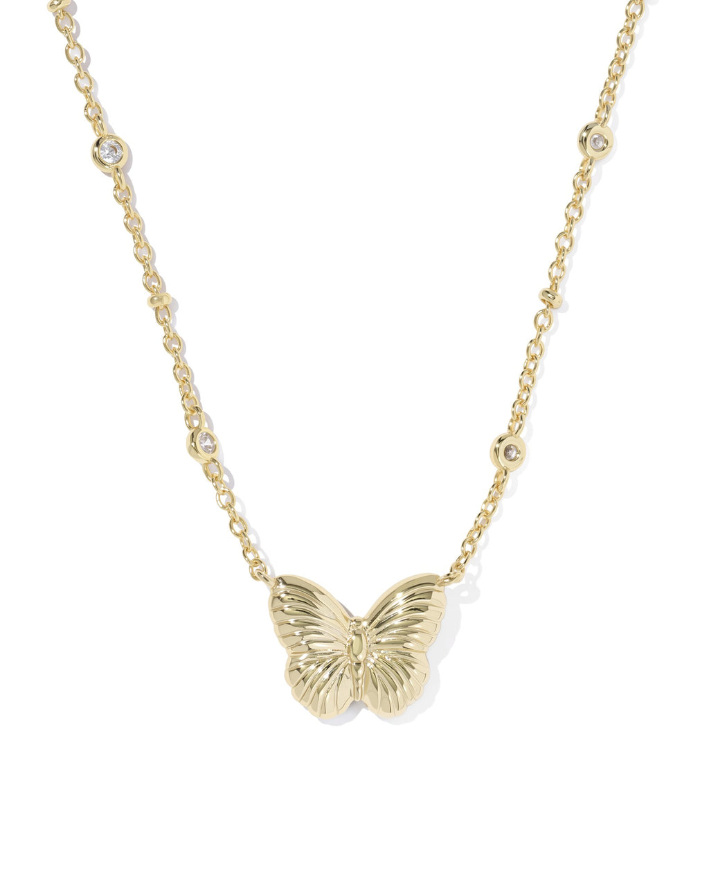 Kendra Scott Cailey Butterfly Short Pendant Necklace - Gold Pink Opalescent Resin
