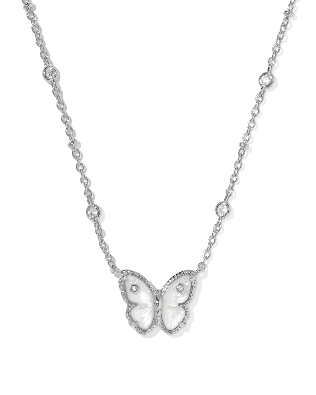 Kendra Scott Cailey Butterfly Short Pendant Necklace - Silver Ivory Mother Of Pearl