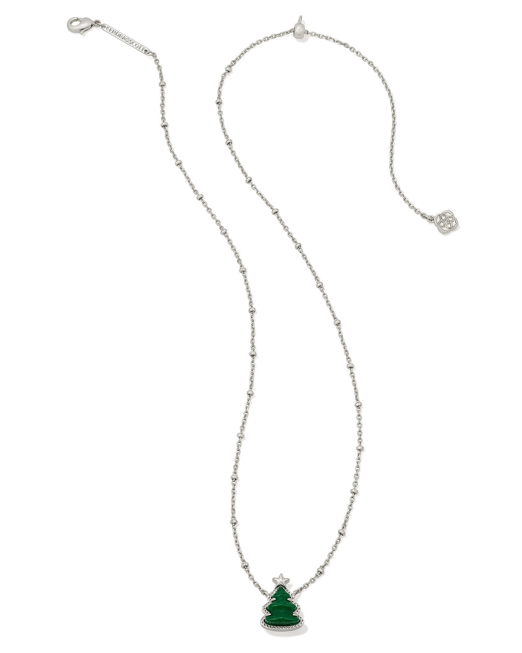 Kendra Scott Holiday Tree Short Pendant Necklace - Rhodium Green Quartzite