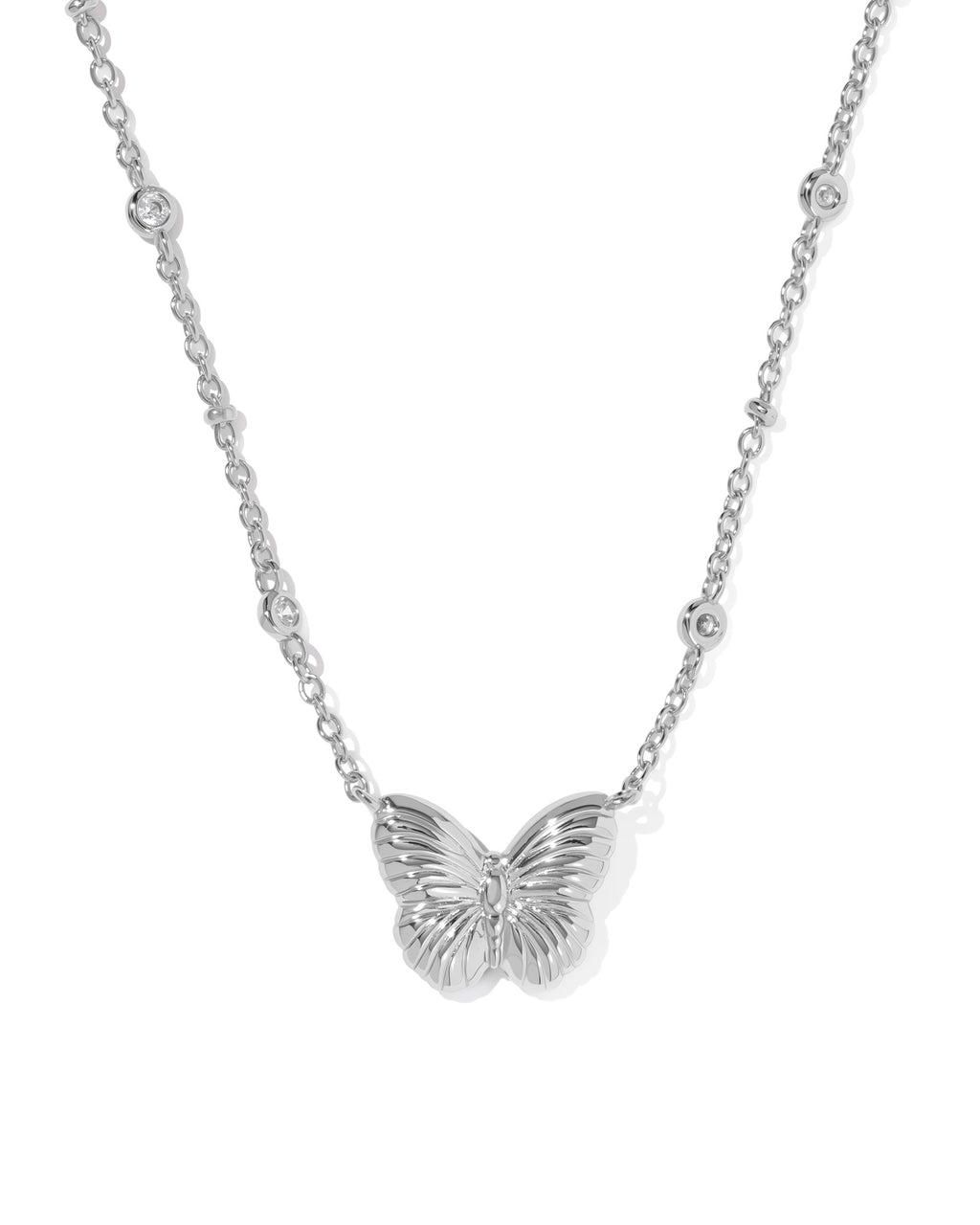 Kendra Scott Cailey Butterfly Short Pendant Necklace - Silver Ivory Mother Of Pearl