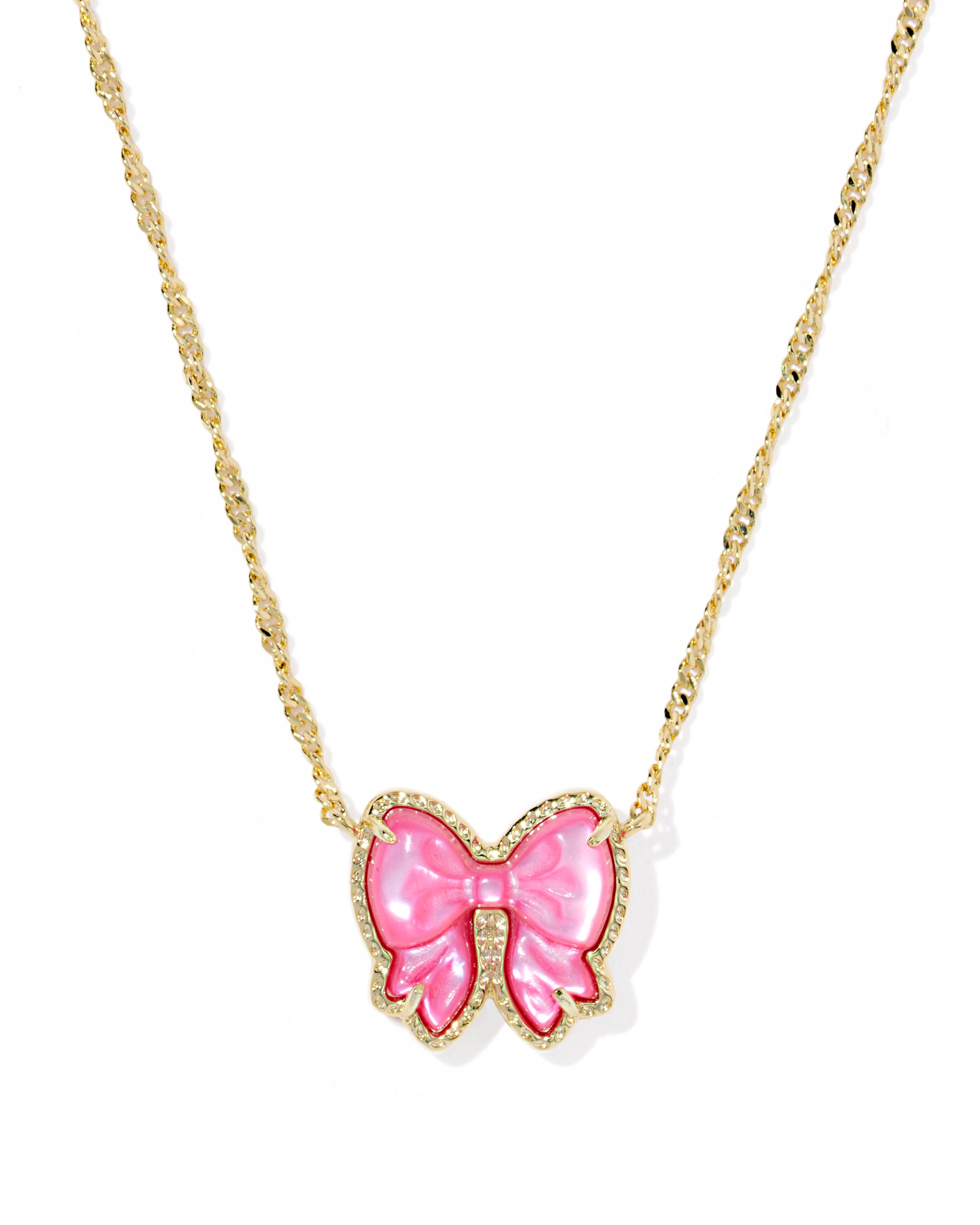 Kendra Scott Haley Bow Short Pendant Necklace - Gold Rose Violet Mother Of Pearl