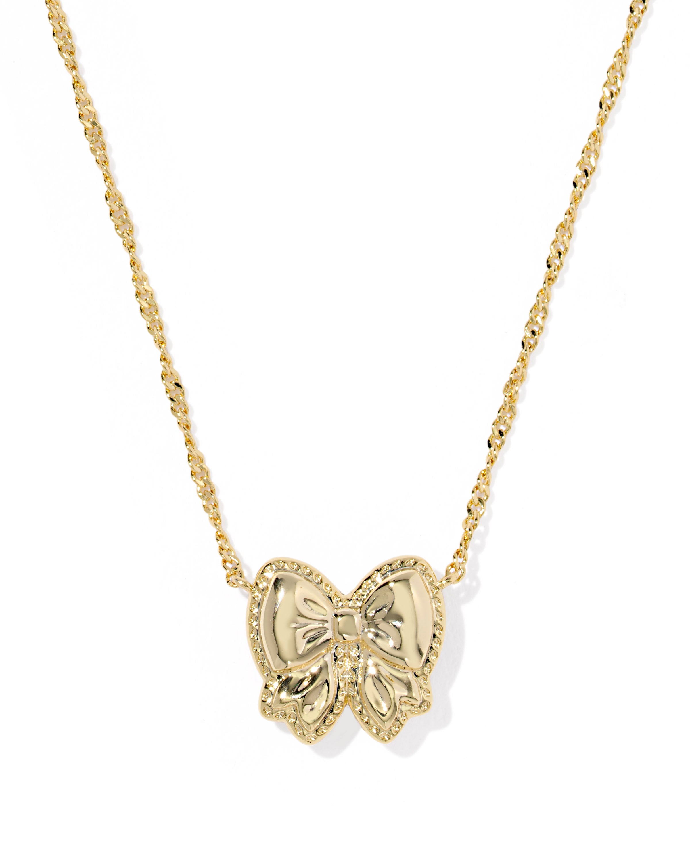 Kendra Scott Haley Bow Short Pendant Necklace - Gold Rose Violet Mother Of Pearl