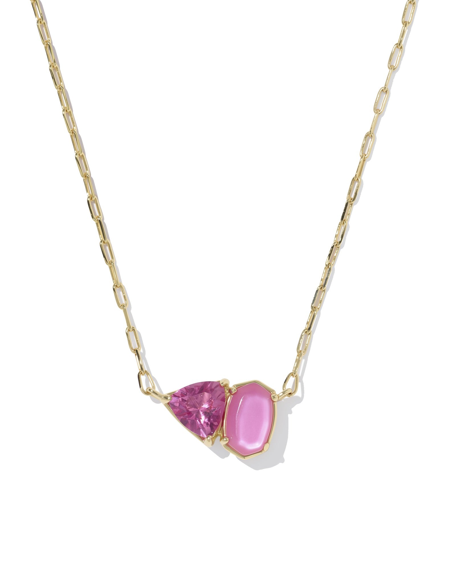 Kendra Scott Tatum Short Pendant Necklace - Gold Azalea Pink Mix