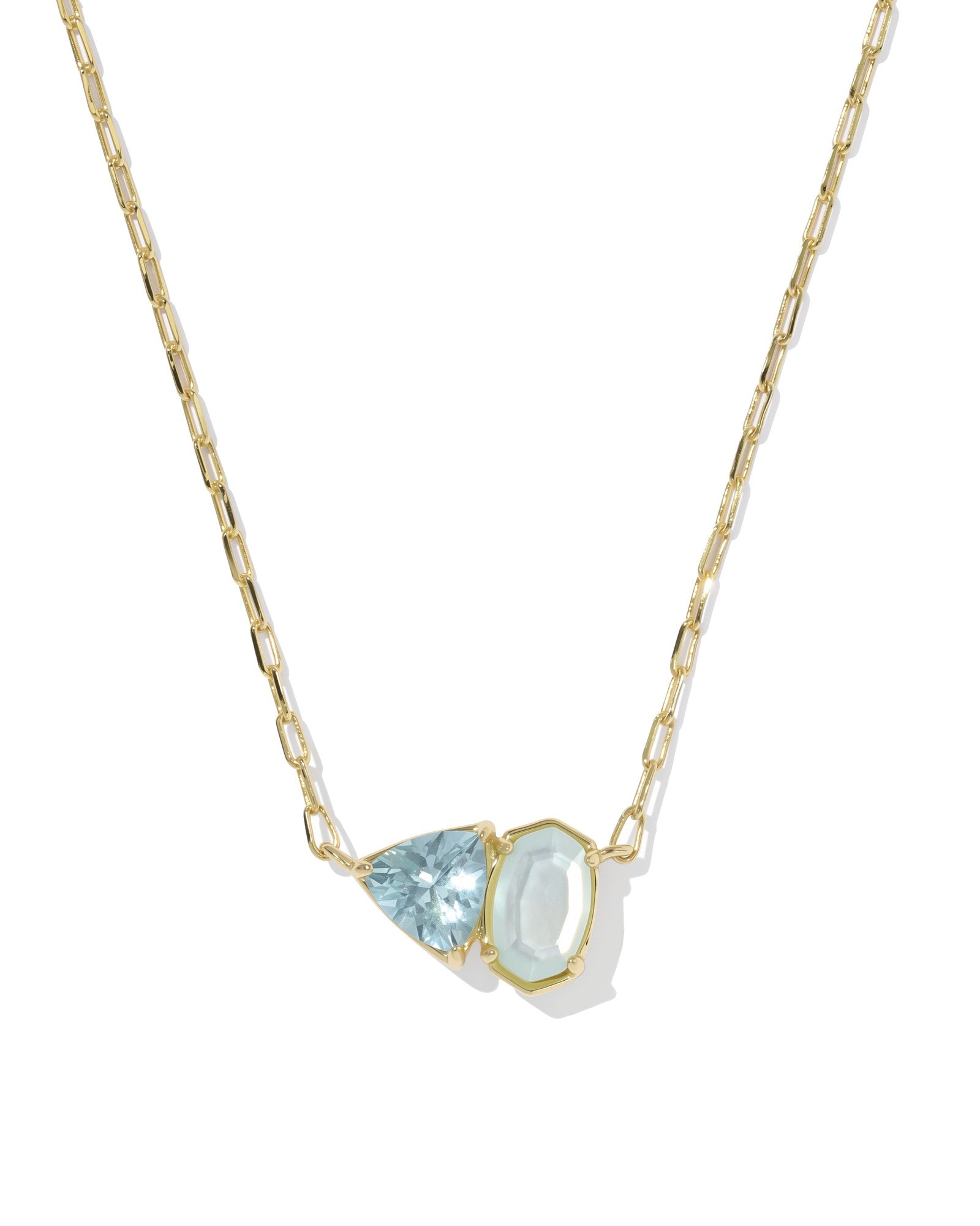 Kendra Scott Tatum Short Pendant Necklace - Gold Light Blue Mix