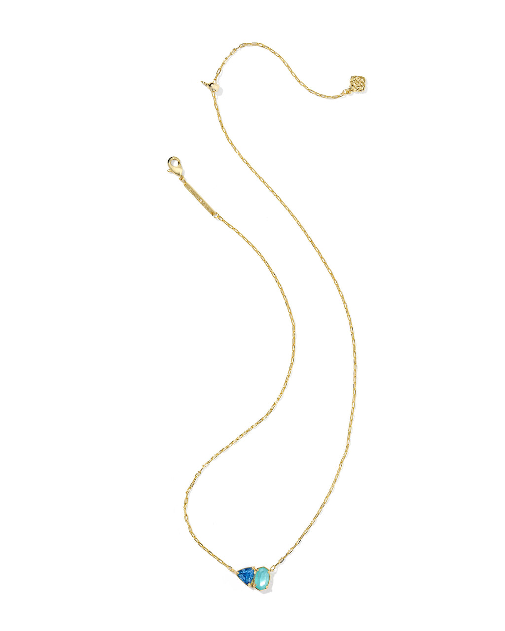 Kendra Scott Tatum Short Pendant Necklace - Gold Light Blue Mix