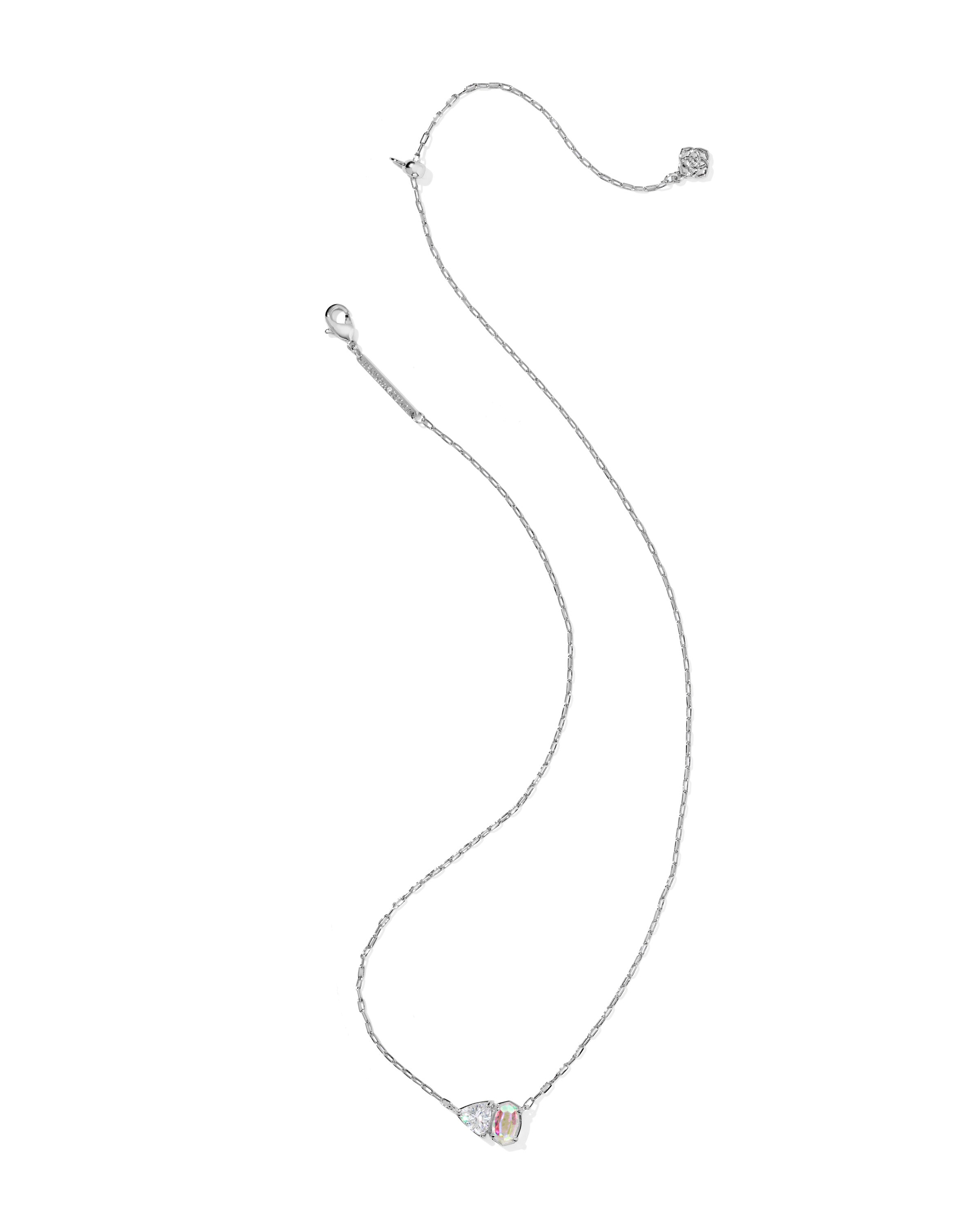 Kendra Scott Tatum Short Pendant Necklace - Silver White CZ Mix