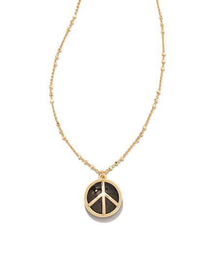 Kendra Scott Peace Pendant Necklace - Gold Golden Obsidian