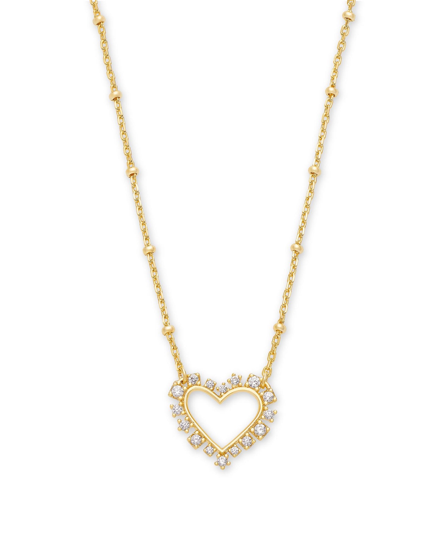 Kendra Scott Ari Heart Crystal Pendant Necklace - Gold White Crystal
