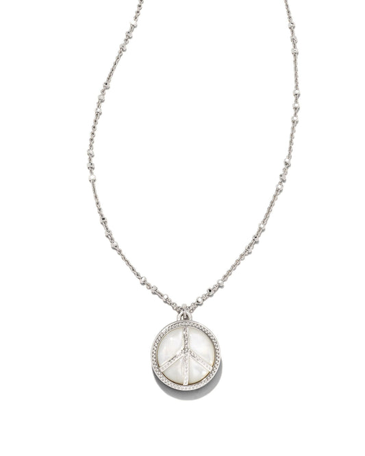 Kendra Scott Peace Pendant Necklace - Rhodium Ivory Mother Of Pearl