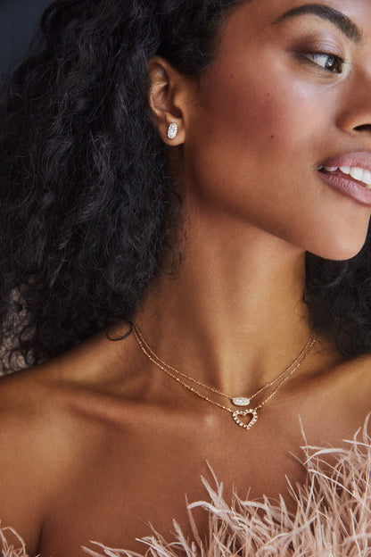 Kendra Scott Ari Heart Crystal Pendant Necklace - Gold White Crystal