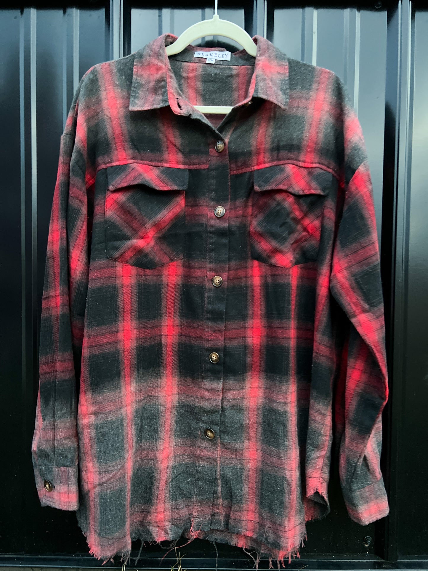 Faded Red Plaid Distressed Flannel
