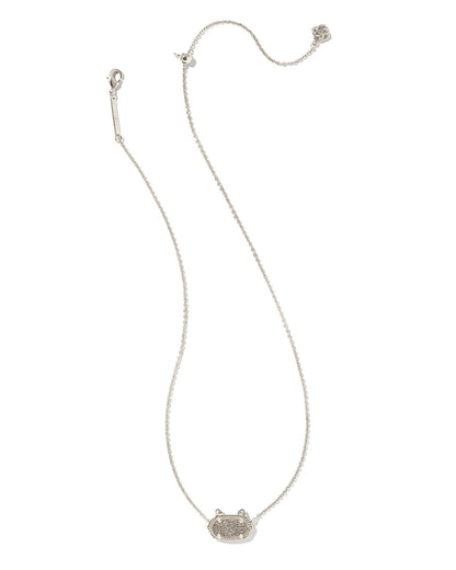 Kendra Scott Elisa Cat Pendant Necklace - Rhodium Platinum Drusy