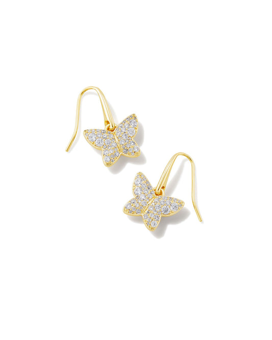 Kendra Scott Lillia Crystal Drop Earrings - Gold White Crystal