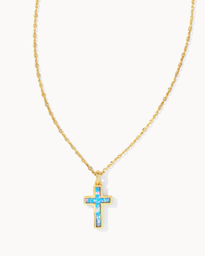 Kendra Scott Cross Pendant Necklace - Gold Periwinkle Opal