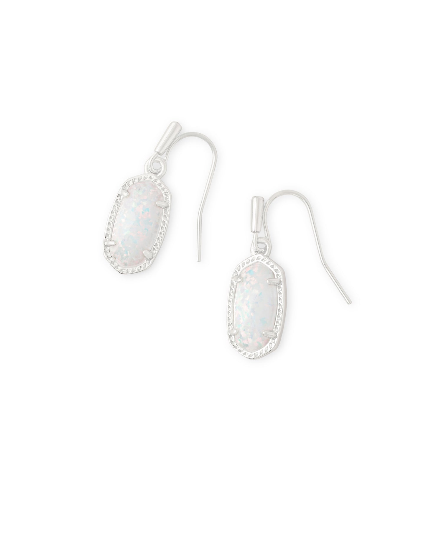 Kendra Scott Lee Drop Earrings - Rhodium White Opal