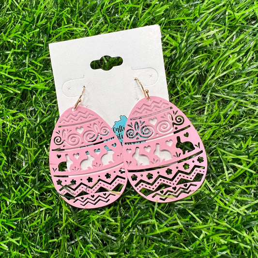 Pink Easter Egg Filigree Earrings