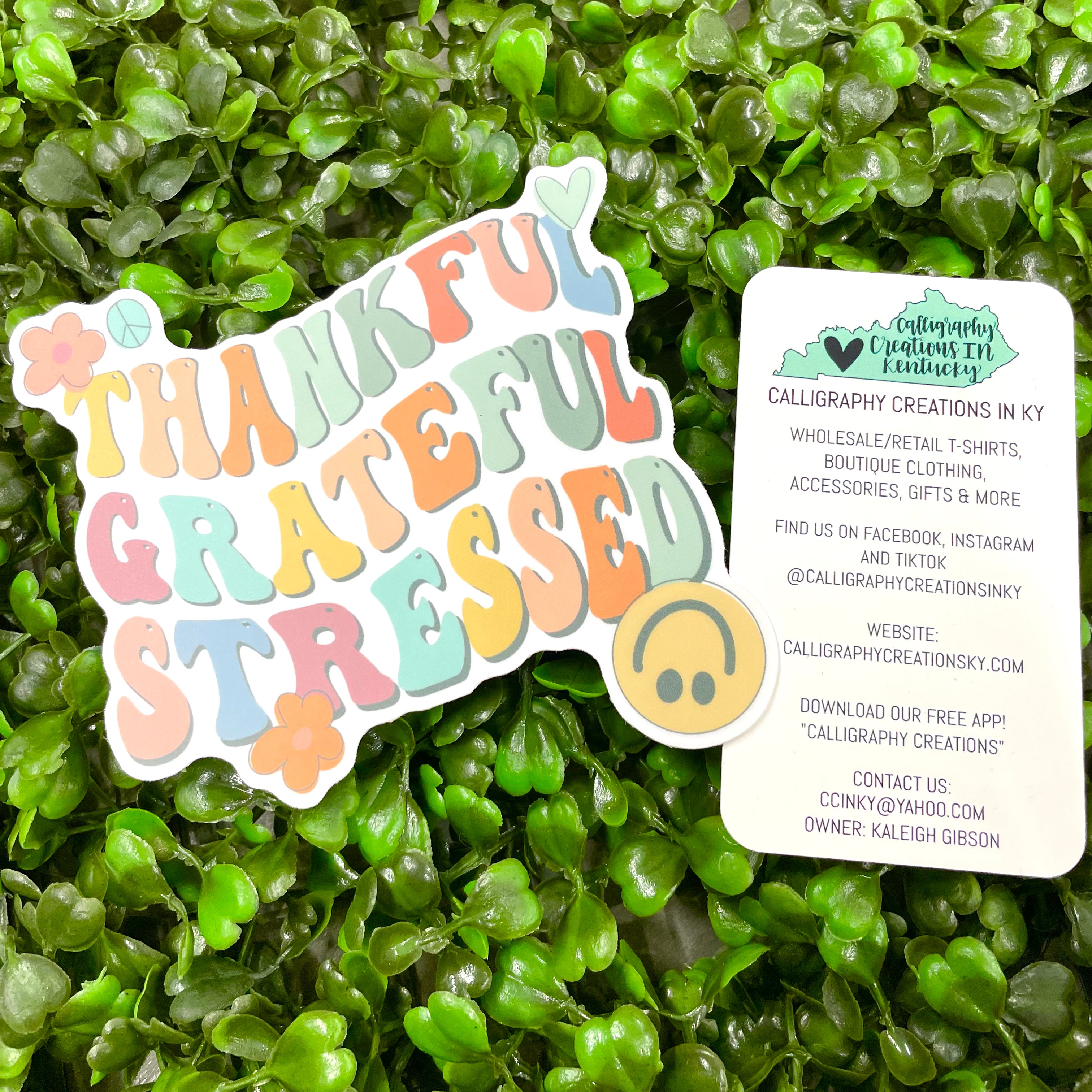 Thankful Grateful Stressed Sticker - Doodles By Rebekah