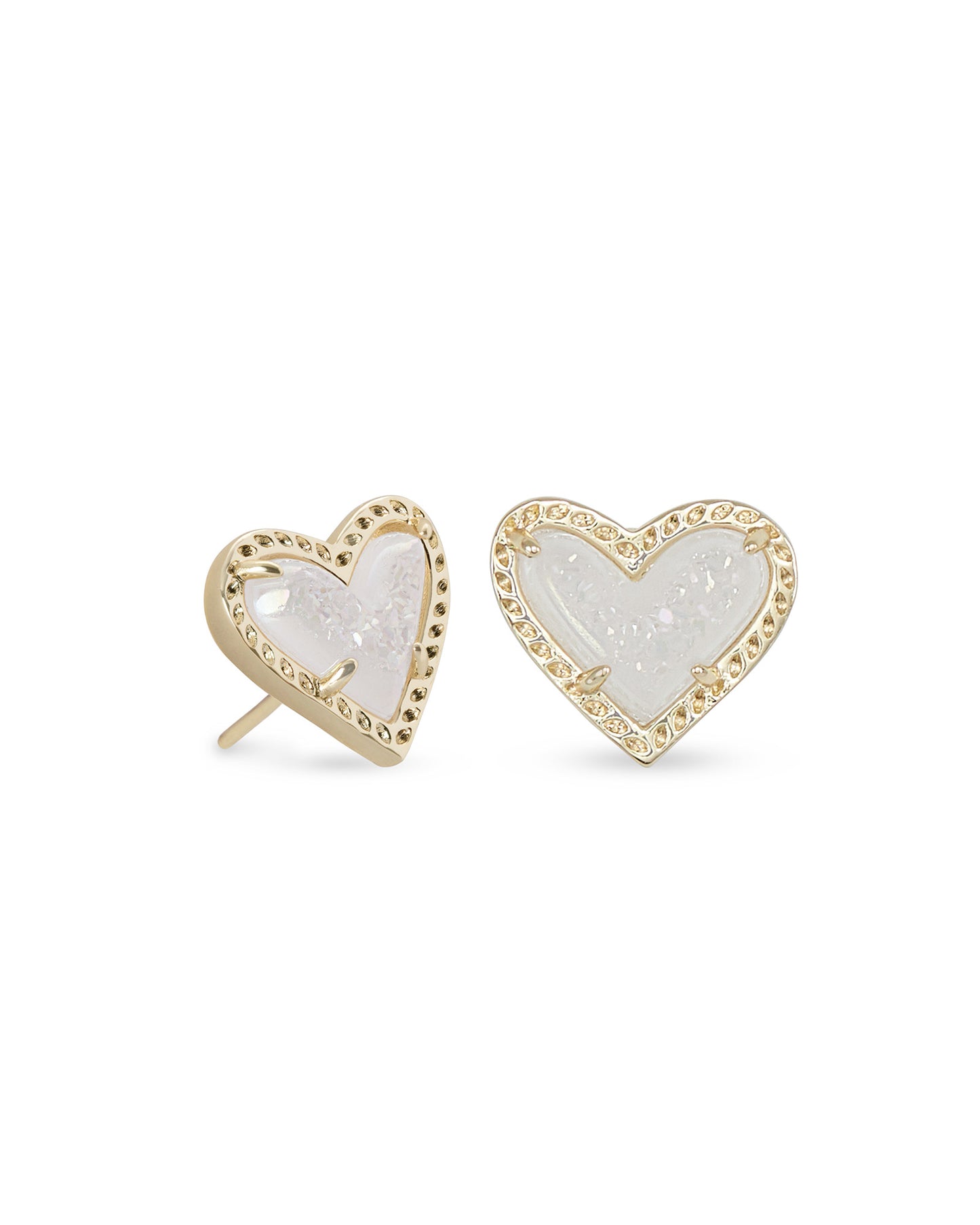 Kendra Scott Ari Heart Stud Earrings - Gold Iridescent Drusy