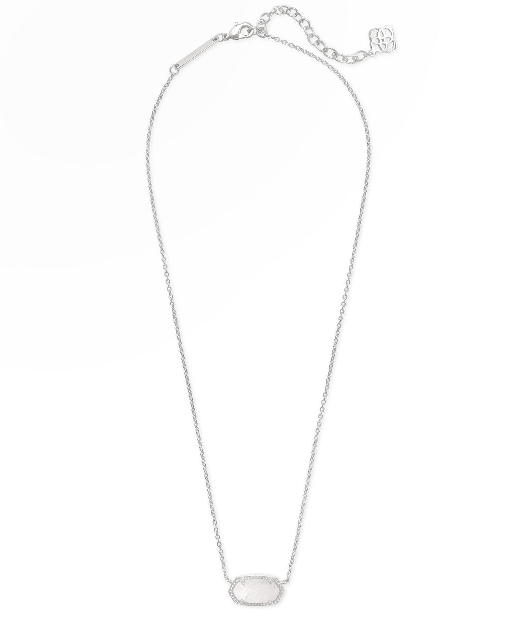 Kendra Scott Elisa Pendant Necklace - Rhodium White Opal