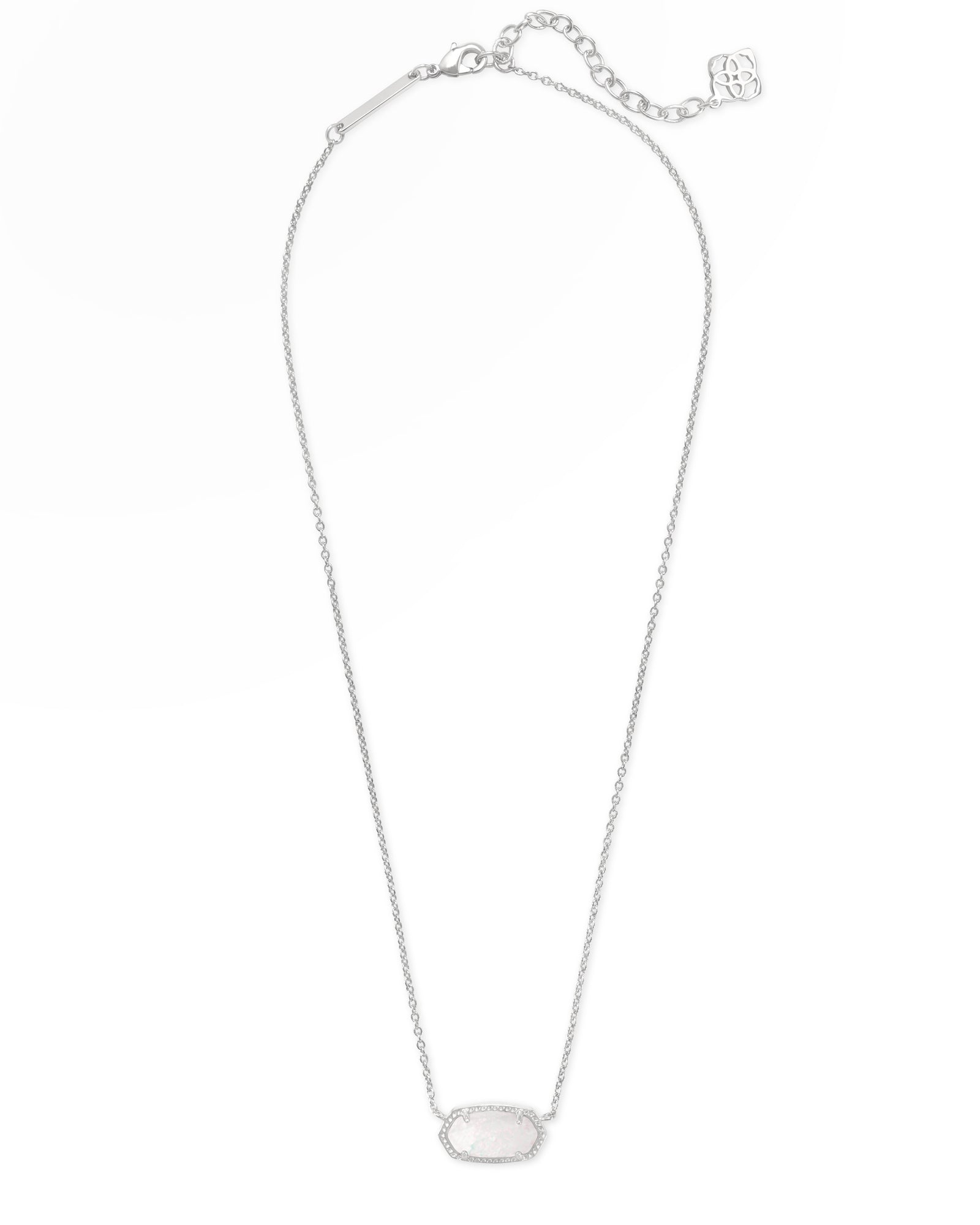 Kendra Scott Elisa Pendant Necklace - Rhodium White Opal