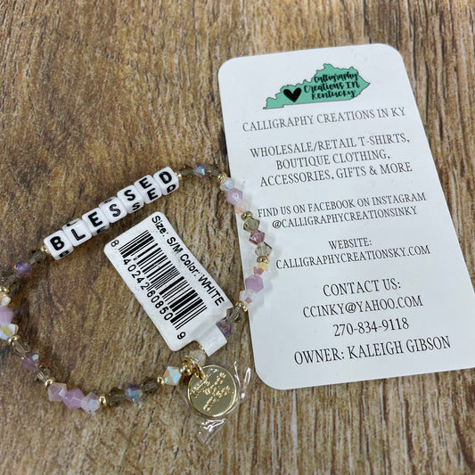 Blessed/ Purple Passion Little Words Project Beaded Bracelet