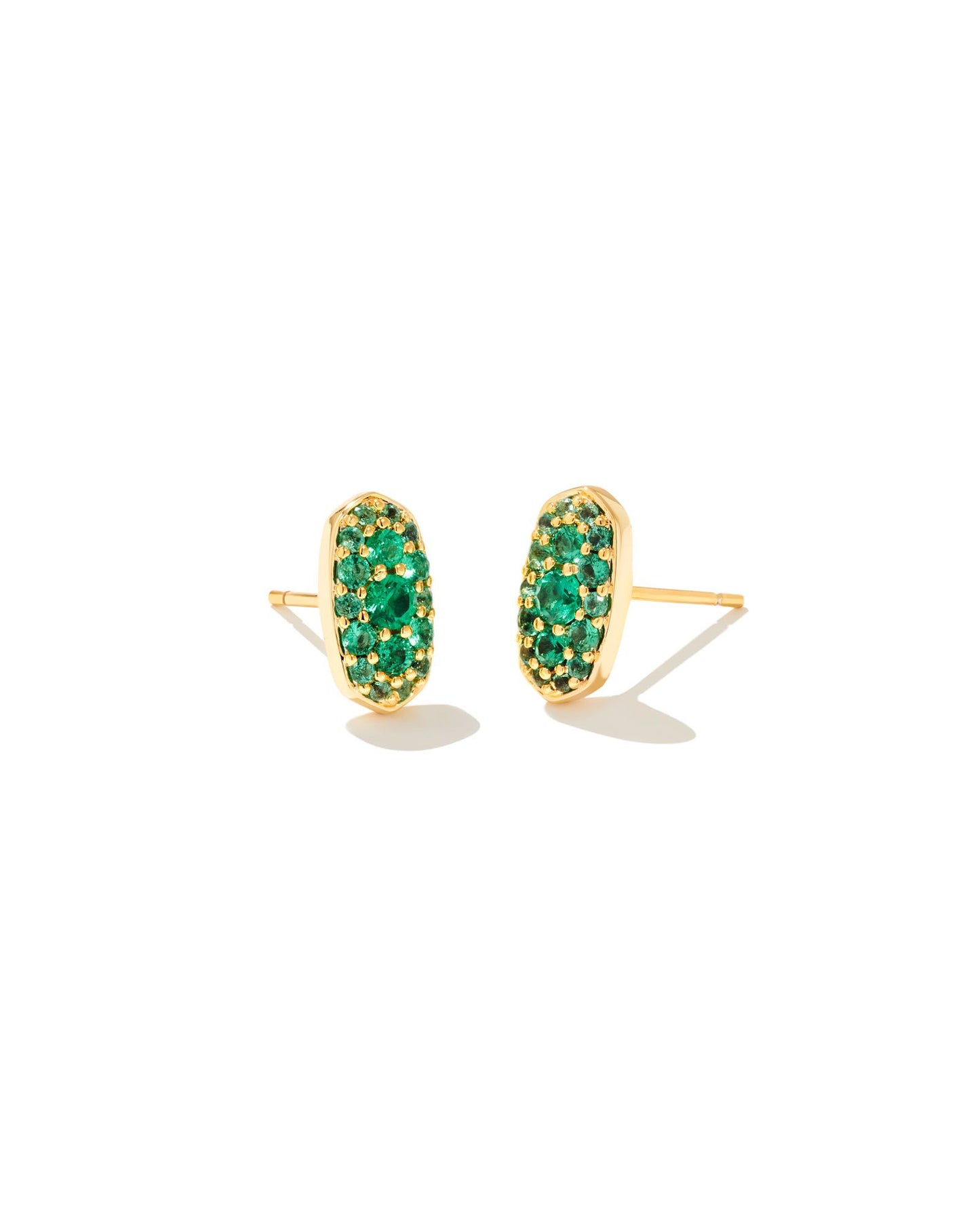 Kendra Scott Grayson Crystal Stud Earrings - Gold Emerald Crystal
