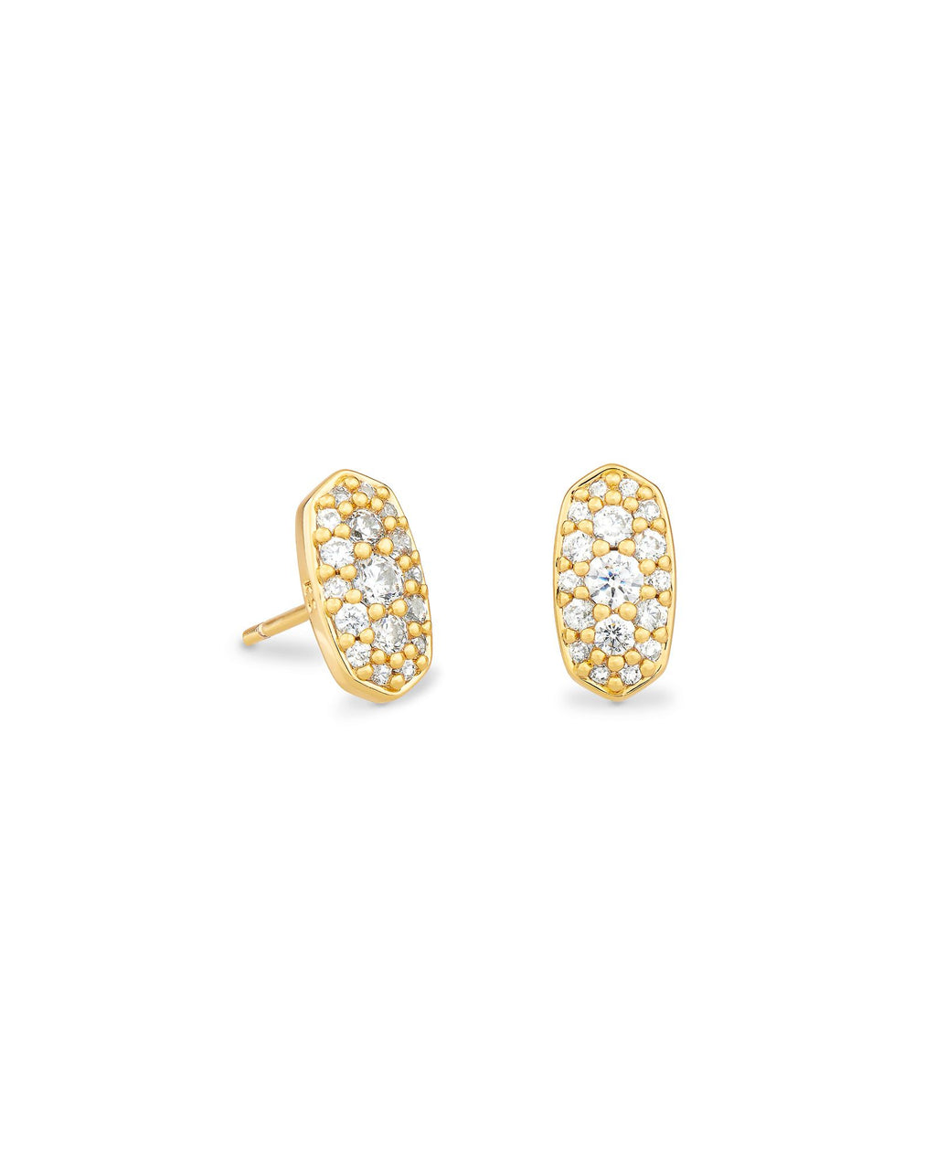 Kendra Scott Grayson Crystal Stud Earrings - Gold Metal White
