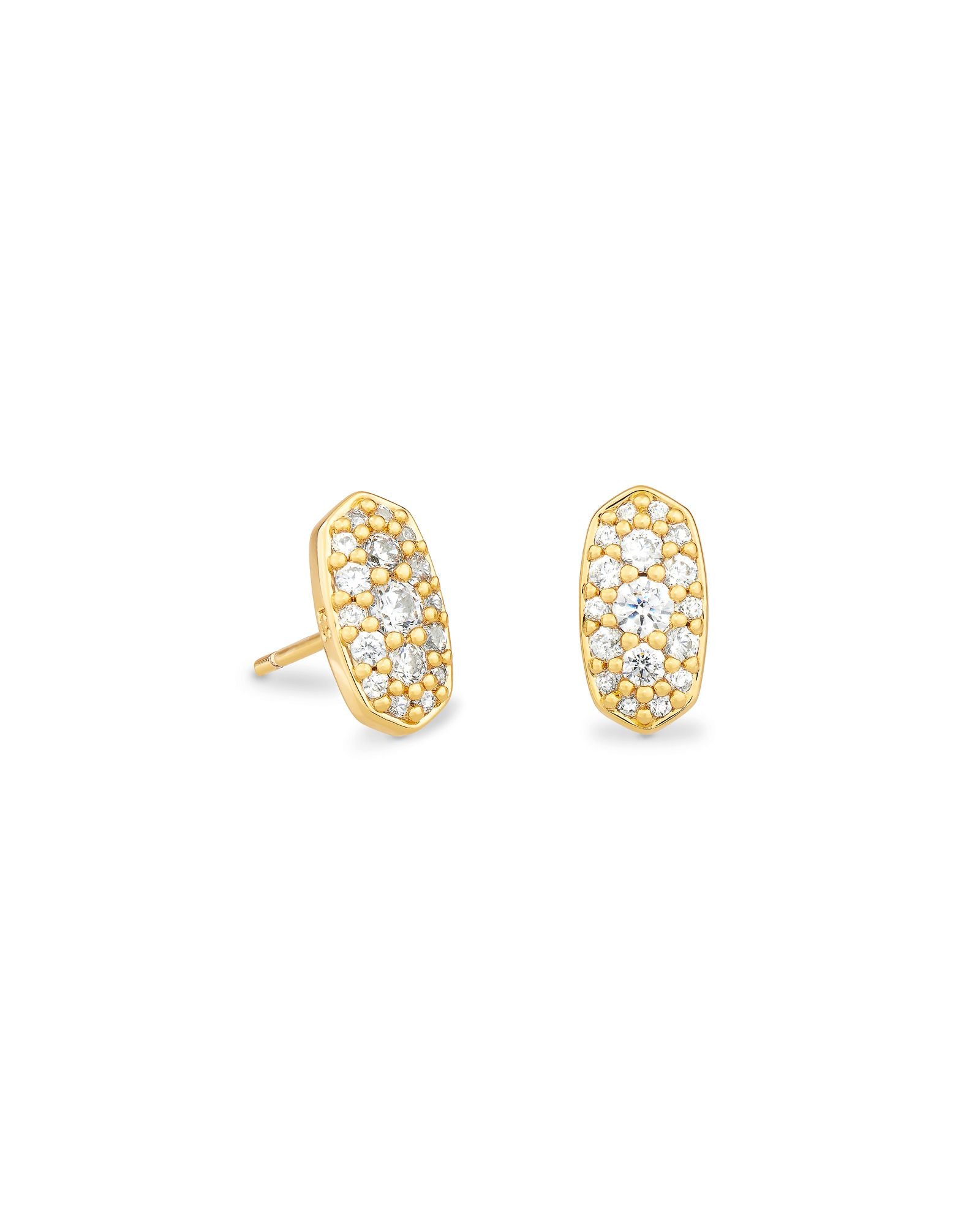 Kendra Scott Grayson Crystal Stud Earrings - Gold Metal White