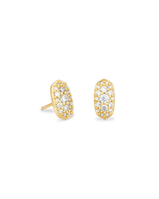 Kendra Scott Grayson Crystal Stud Earrings - Gold Metal White