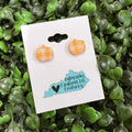 Orange Plaid Handmade Clay Pumpkin Earrings *FINAL SALE*