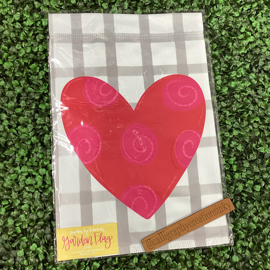 Polka Dot Heart Garden Flag