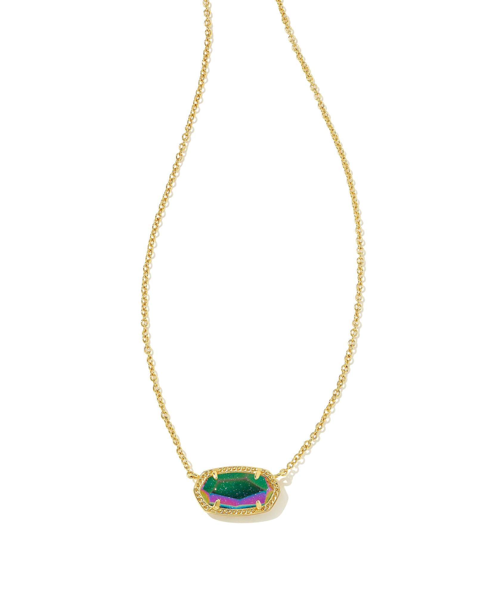 Kendra Scott Elisa Pendant Necklace - Gold Iridescent Blue Goldstone