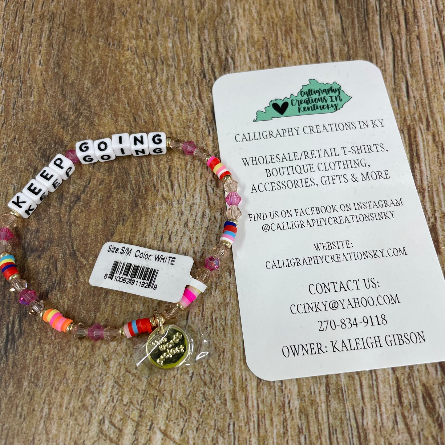 Keep Going / Boujee Little Words Project Beaded Bracelet