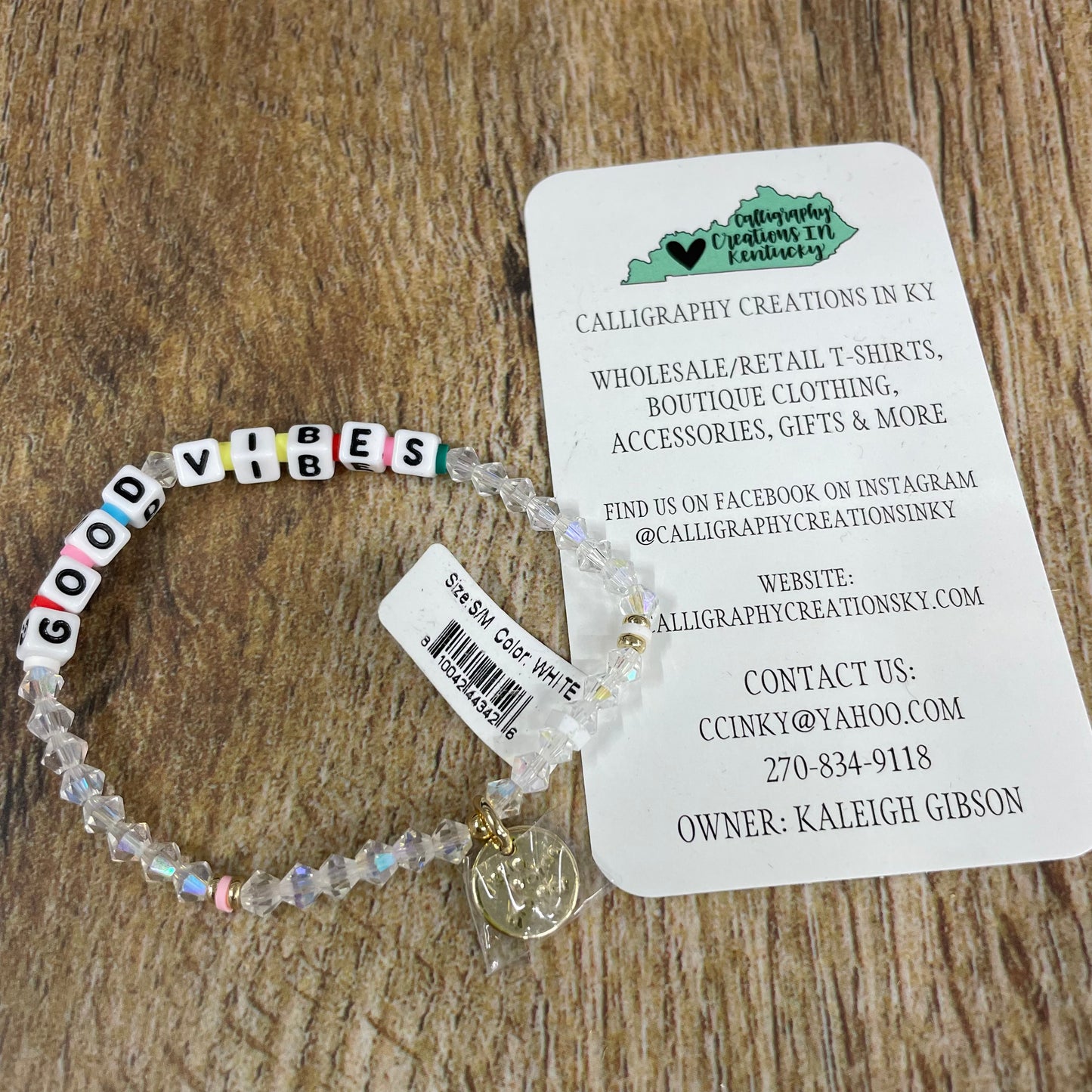 Good Vibes / Minimal Little Words Project Beaded Bracelet