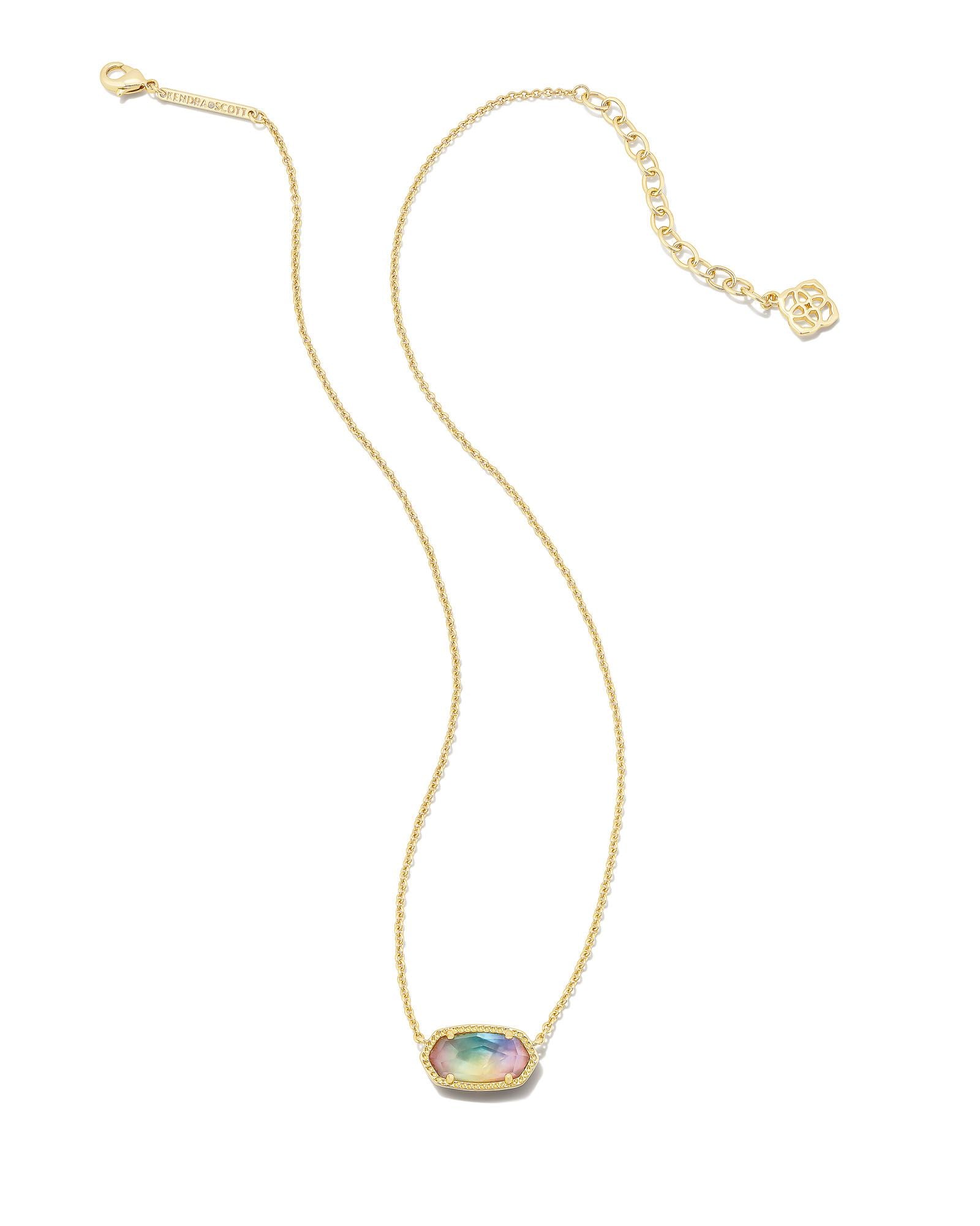 Kendra Scott Elisa Pendant Necklace - Gold Yellow Watercolor Illusion