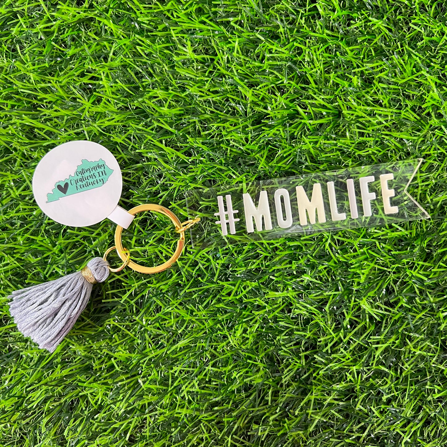 Acrylic #MomLife Keychain