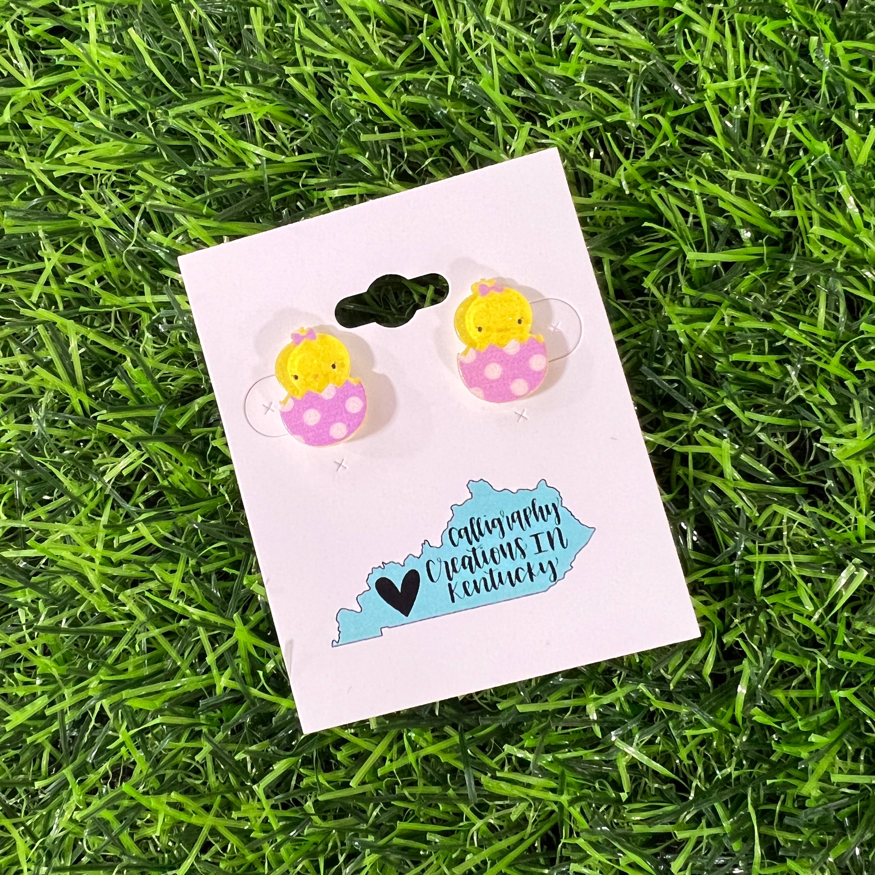 Purple Mini Chick Stud Earrings