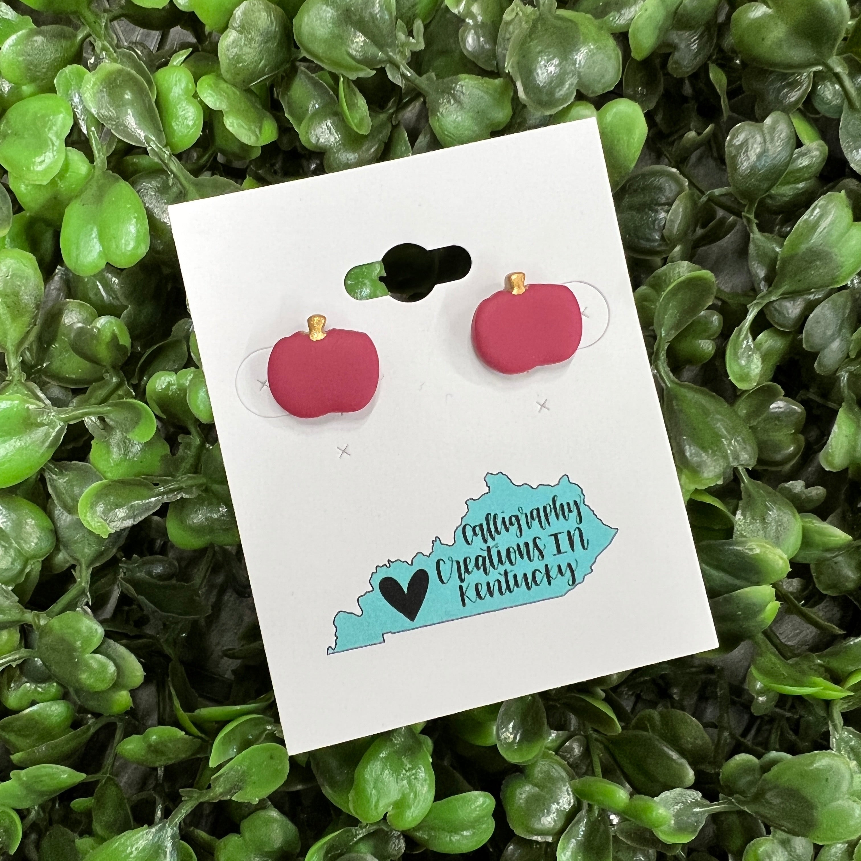 Burgundy Handmade Clay Pumpkin Earrings *FINAL SALE*