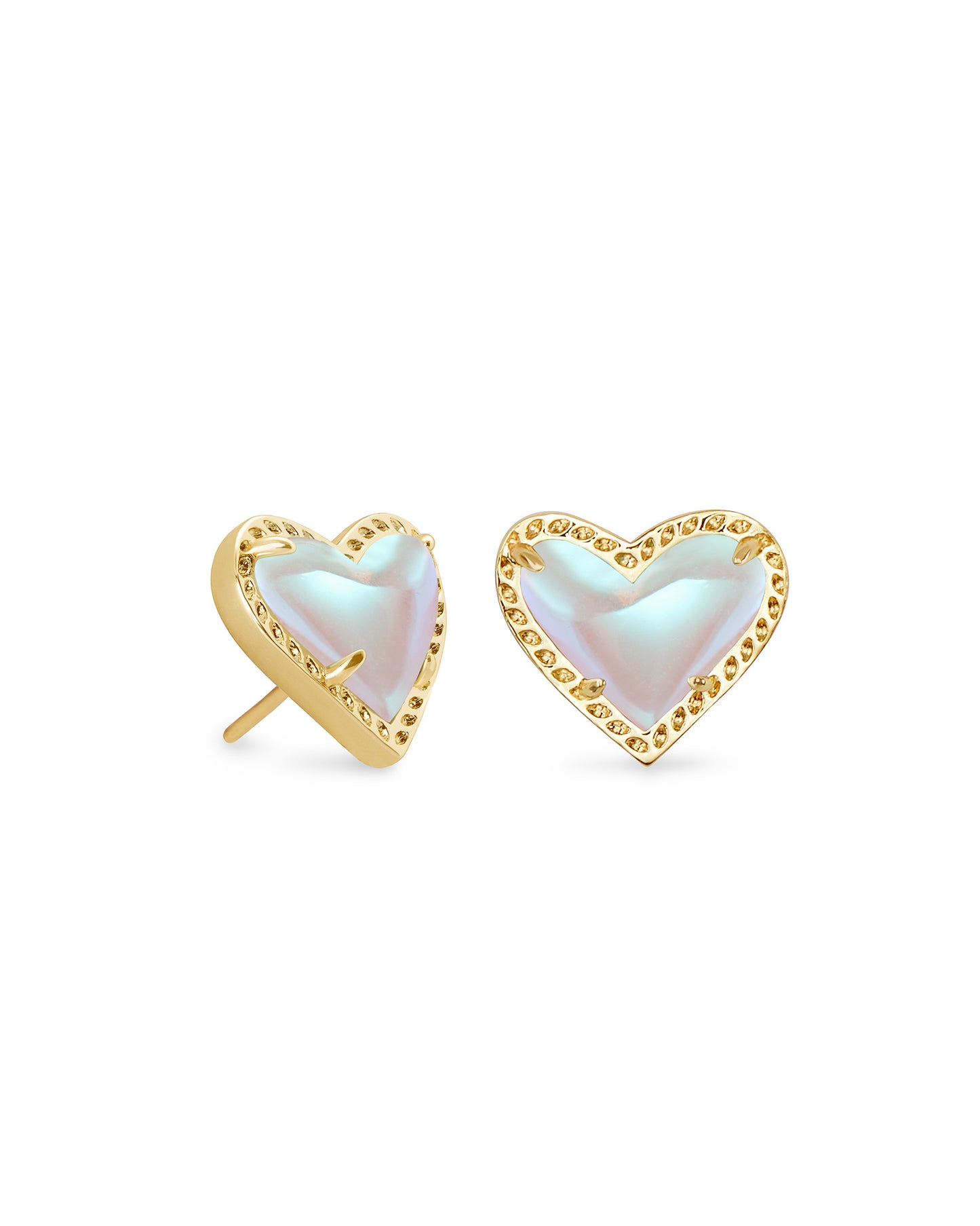 Kendra Scott Ari Heart Stud Earrings - Gold Dichroic Glass