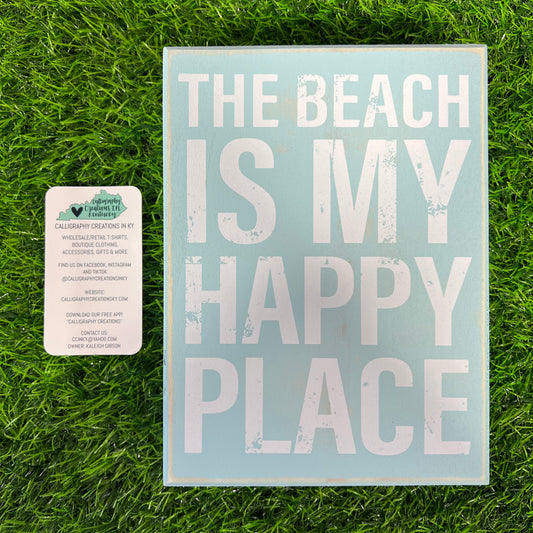 The Beach Is My Happy Place Box Sign