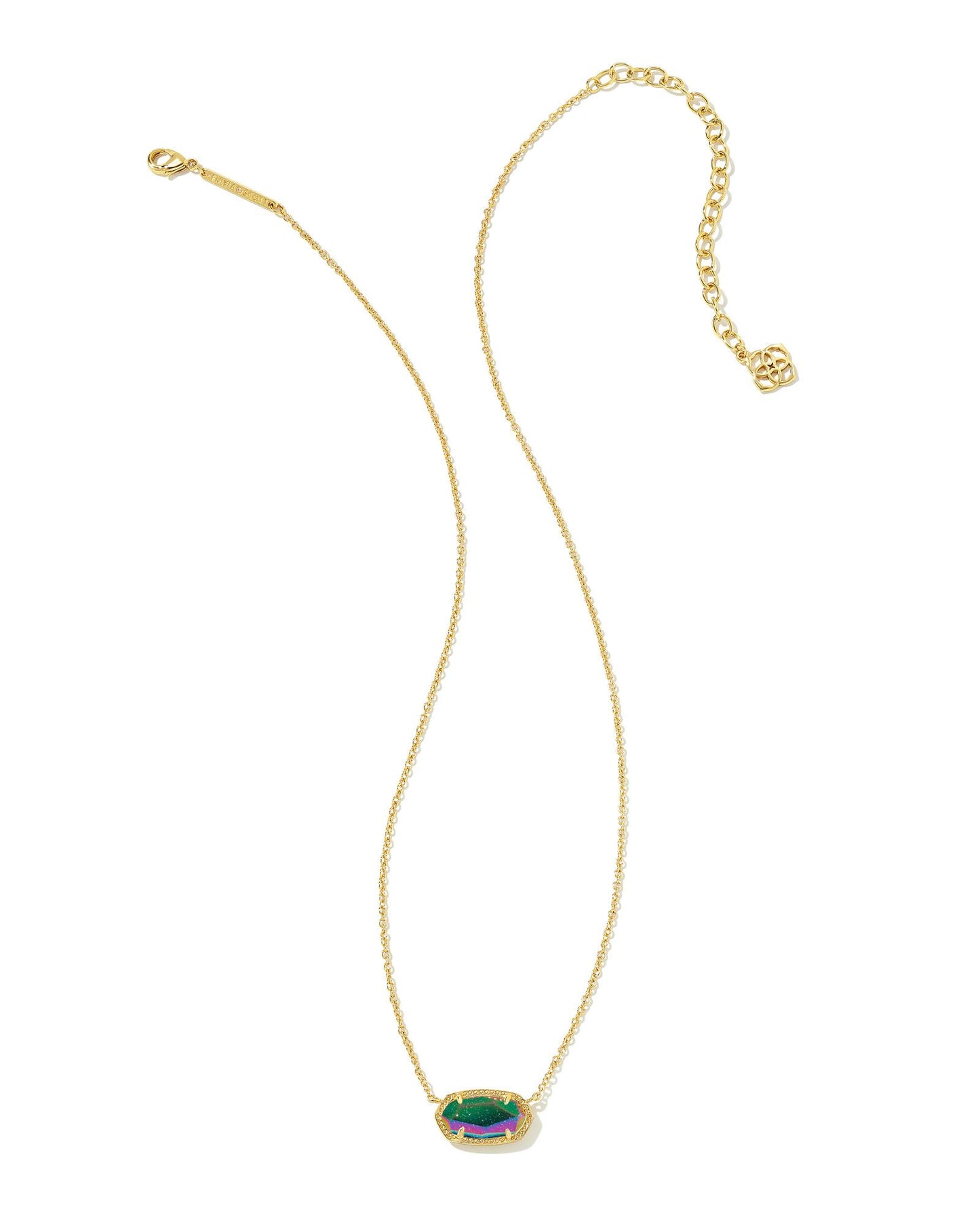 Kendra Scott Elisa Pendant Necklace - Gold Iridescent Blue Goldstone