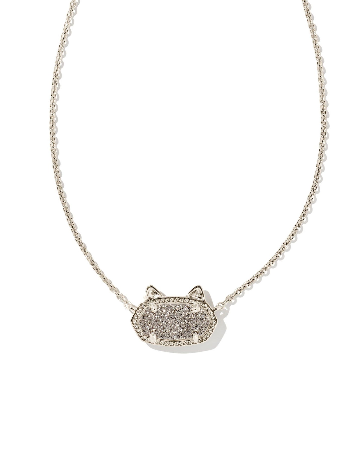Kendra Scott Elisa Cat Pendant Necklace - Rhodium Platinum Drusy