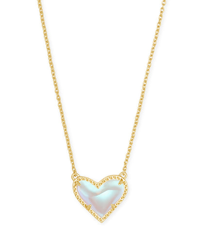 Kendra Scott Ari Heart Pendant Necklace - Gold Dichroic Glass