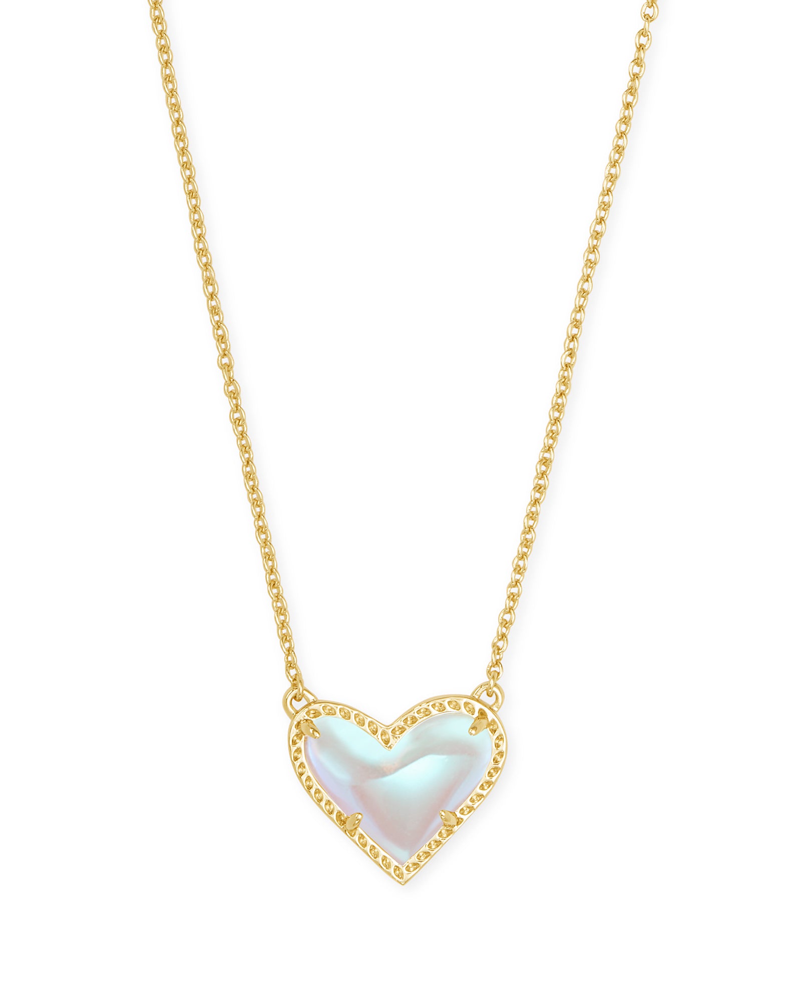 Kendra Scott Ari Heart Short Pendant Necklace - Gold Dichroic Glass