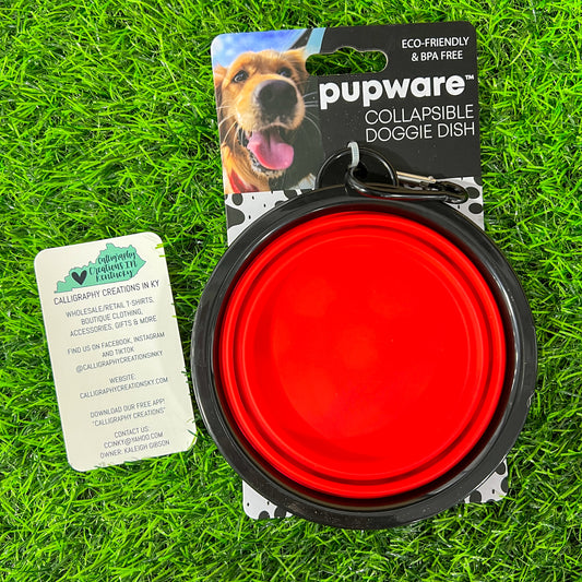Pupware collapsible doggie dish-red