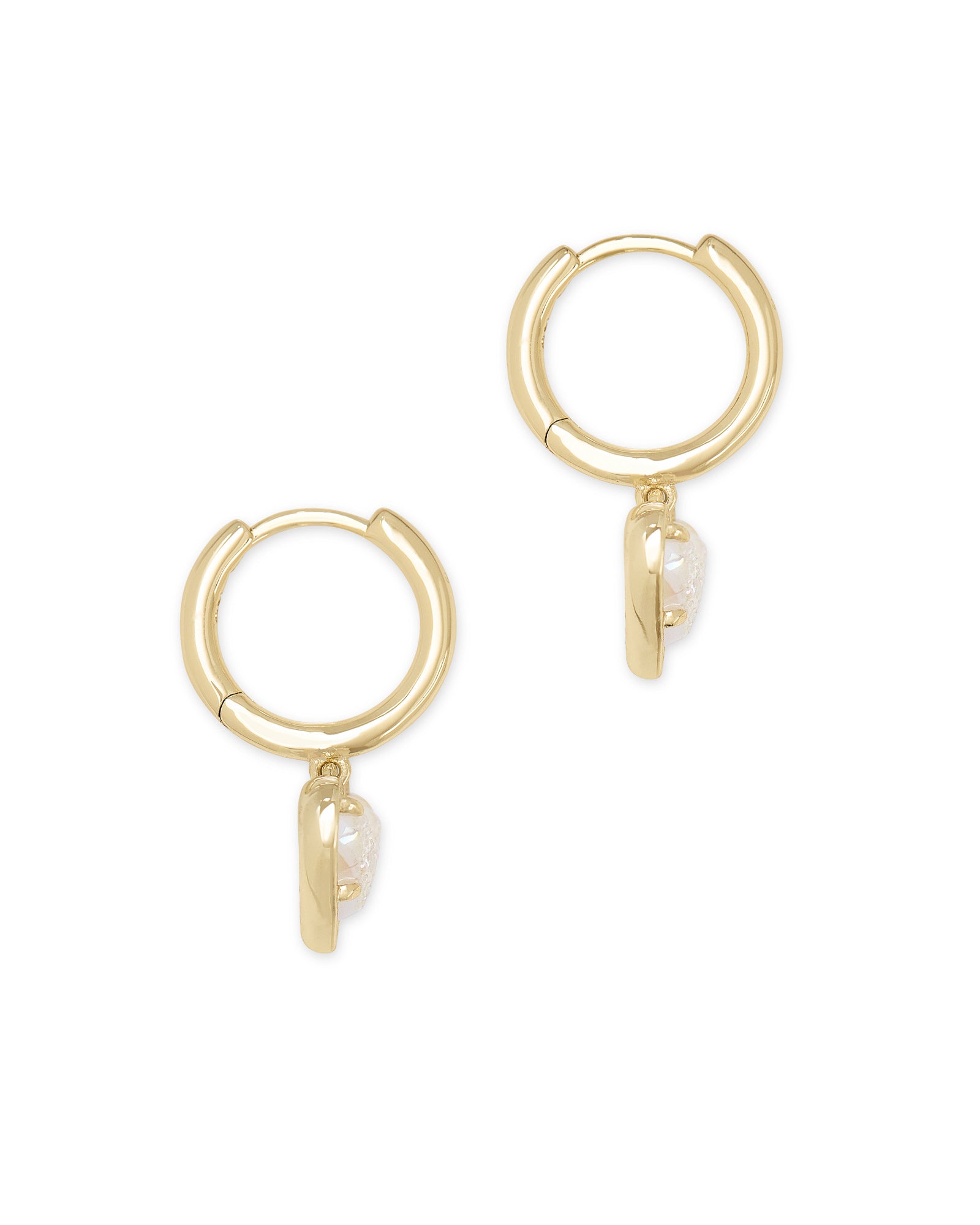 Kendra Scott Ari Heart Huggie Earrings - Gold Iridescent Drusy