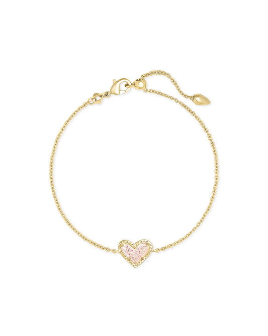 Kendra Scott Ari Heart Delicate Chain Bracelet - Gold Iridescent Drusy
