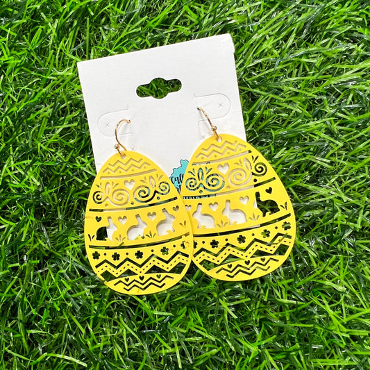 Yellow Easter Egg Filigree Earrings