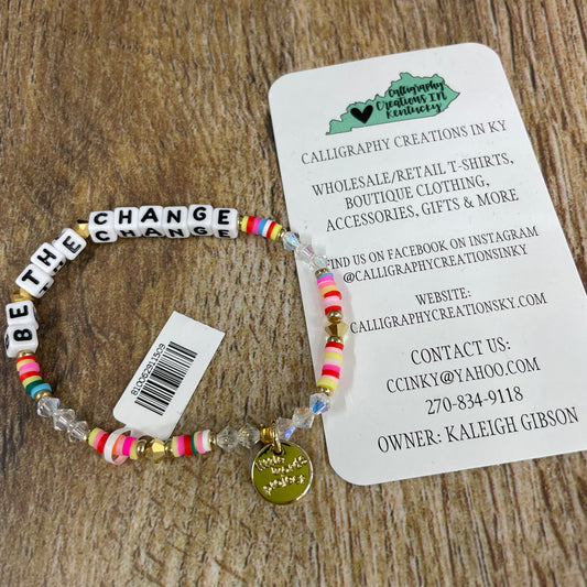 Be The Change/ Rainbow Little Words Project Beaded Bracelet