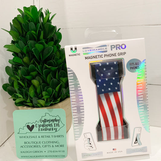Wavy American Flag LoveHandle Pro Phone Grip FINAL SALE
